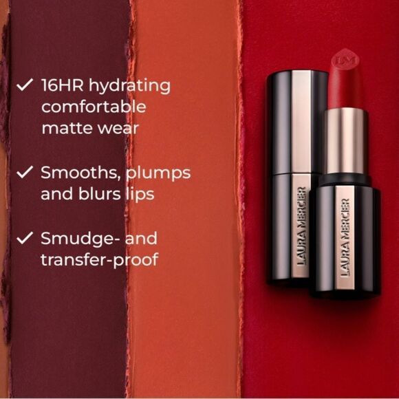 Laura Mercier 620 Pink Tulle Caviar Smoothing Matte Lipstick New Full Size - Picture 5 of 10